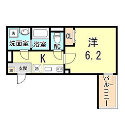 ALEGRIA尼崎西本町 1Kの間取図画像