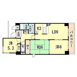 レックス伊丹 3LDKの間取図画像