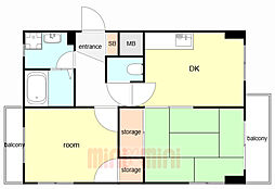 グレースメモリー立花 2DKの間取図画像