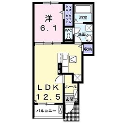 個邸昆陽 1LDKの間取図画像