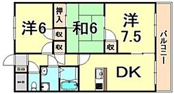 ハウスアイ尼崎 3DKの間取図画像