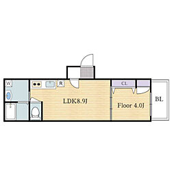 FaseciaLutz 1LDKの間取図画像