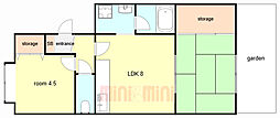 成起マンション 2LDKの間取図画像