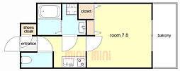Live Flat Tsukamoto 1Kの間取図画像