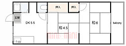 本津マンション 2DKの間取図画像