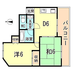 田原ビル 2DKの間取図画像