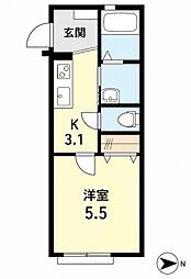 シャーメゾン道意 1Kの間取図画像