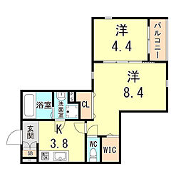 アオ開明 2Kの間取図画像