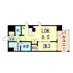 アーバンパーク御幣島 1LDKの間取図画像