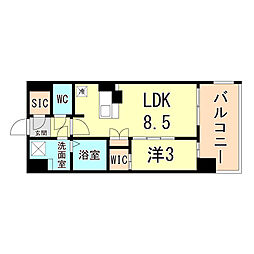アーバンパーク御幣島 1LDKの間取図画像
