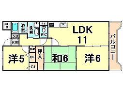 グランデール塚口 3LDKの間取図画像