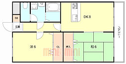 マーサ南野 2DKの間取図画像