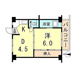 ビレッジハウス鴻池3号棟 1DKの間取図画像