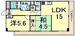 ハイム園田 2LDKの間取図画像