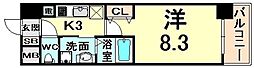 インベスト塚口エスフロント 1Kの間取図画像