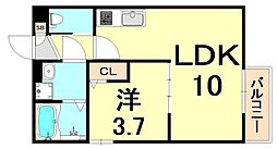 フィノ塚口 1LDKの間取図画像