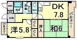 ガゼル藤沢 2DKの間取図画像