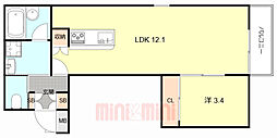 RefinedMUKOGAWA2 1LDKの間取図画像