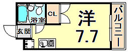 サンガーデンルーム 1Kの間取図画像