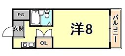 トレンディ立花 ワンルームの間取図画像