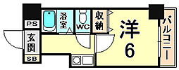 アルカン弐番館 1Kの間取図画像