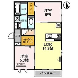 D-room立花 2LDKの間取図画像