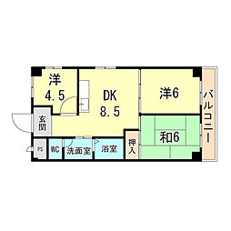 尼崎梅の木公園アーバンリズ 3DKの間取図画像