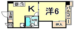 クレストJ 1DKの間取図画像