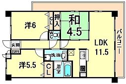 グランドハイツ旭 3LDKの間取図画像