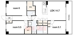リビオ尼崎STATIONCITY 3LDKの間取図画像