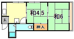 カキウチビル 2DKの間取図画像