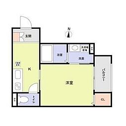 Mirage武庫川 1Kの間取図画像