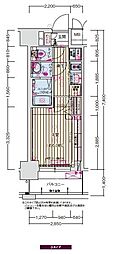 プレサンスOSAKA姫里ヴィオン 1Kの間取図画像