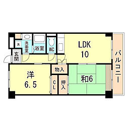 カクタスガーデン 2LDKの間取図画像