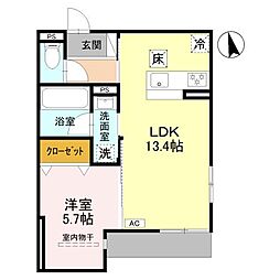 尼崎市南武庫之荘3丁目アパート 1LDKの間取図画像