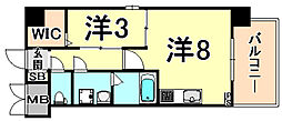 スプランディッド2 1Kの間取図画像