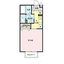 ヴィラ歌島 1Kの間取図画像