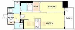 MAXIV尼崎 1LDKの間取図画像