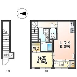 プランドール豊町 1LDKの間取図画像