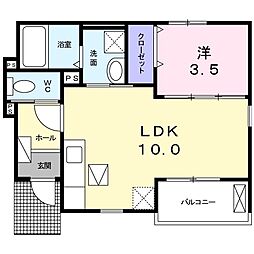 ヴィラノール加島2 1LDKの間取図画像