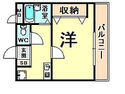 サウザンド塚口 1Kの間取図画像