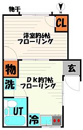練馬ハウス 1Kの間取図画像