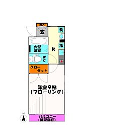 シャングリ・ラ市川 1Kの間取図画像