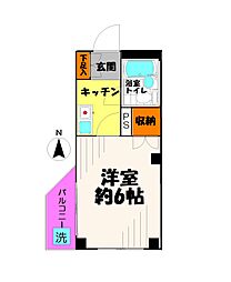 パル北烏山 1Kの間取図画像