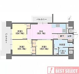 はとがや南マンション 3DKの間取図画像