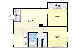 ローレルハウス北畠 2LDKの間取図画像