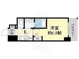 エスリード大阪上本町ブランシュ 1Kの間取図画像