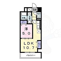 ウィングコート天王寺 1LDKの間取図画像