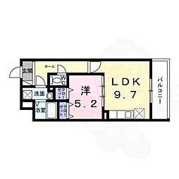 ウィングコート天王寺 1LDKの間取図画像