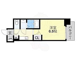 フォーリアライズ天王寺ヴァロール 1Kの間取図画像